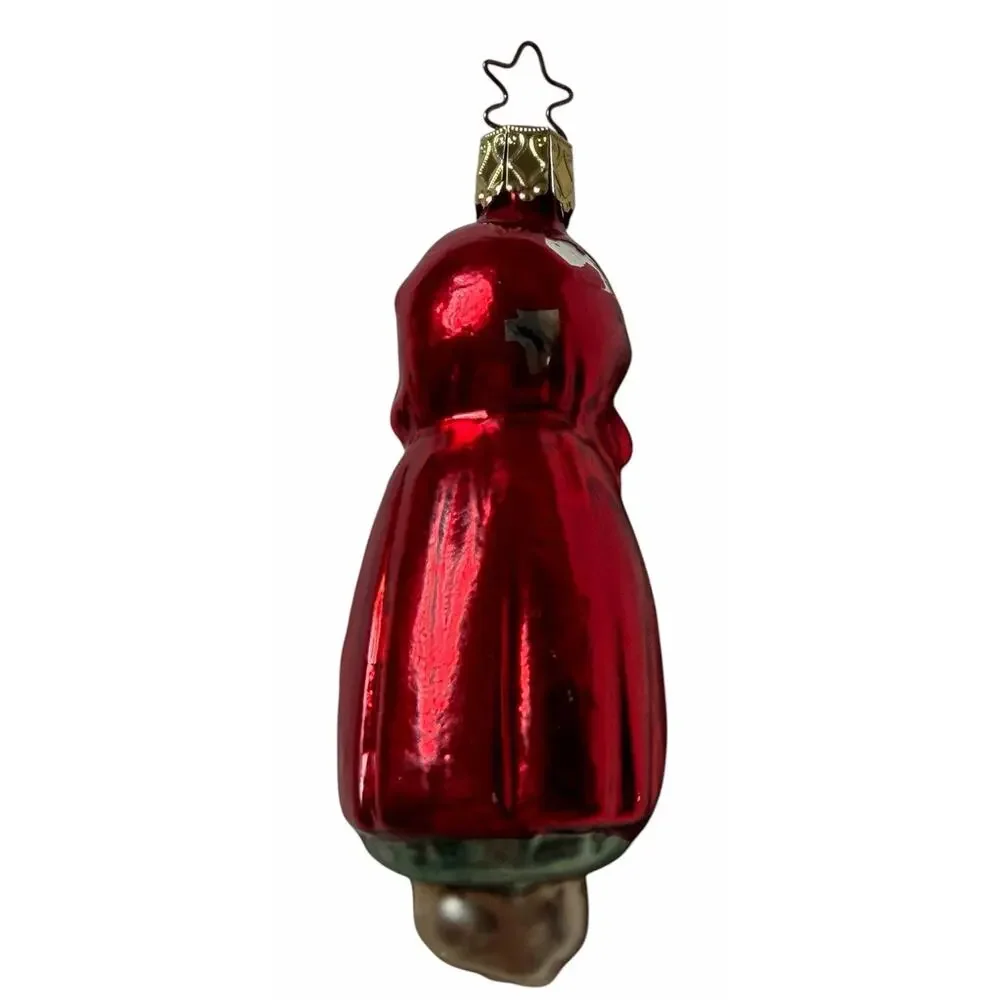 Vintage Little Red Riding Hood GERMANY Inge Blown Glass Christmas Ornament 3697